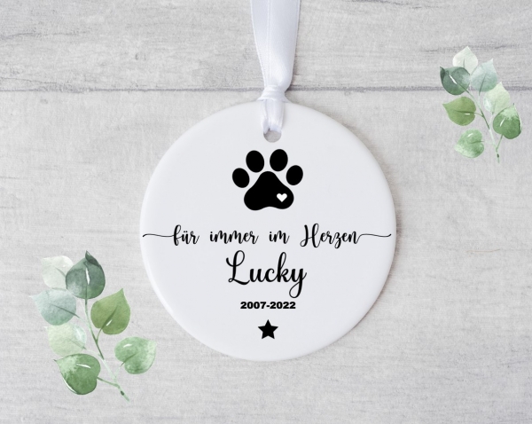 Erinnerungsanhänger Anhänger Pfote mit Herz Weihnachten Weihnachtsanhänger personalisiert Geschenk Hund Katze Pfote von Lüttentüddel®